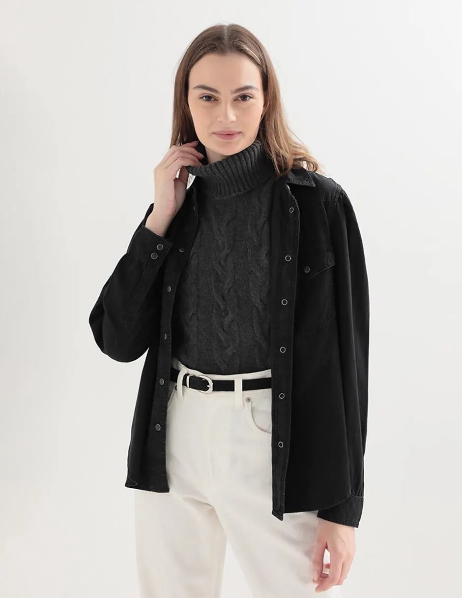 Camisa de algodón manga larga para mujer