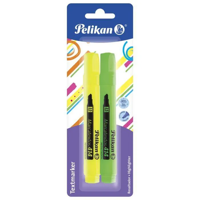 Marcatextos Pelikan 414 Bl/2 Amarillo-Verde, Punta Cincel