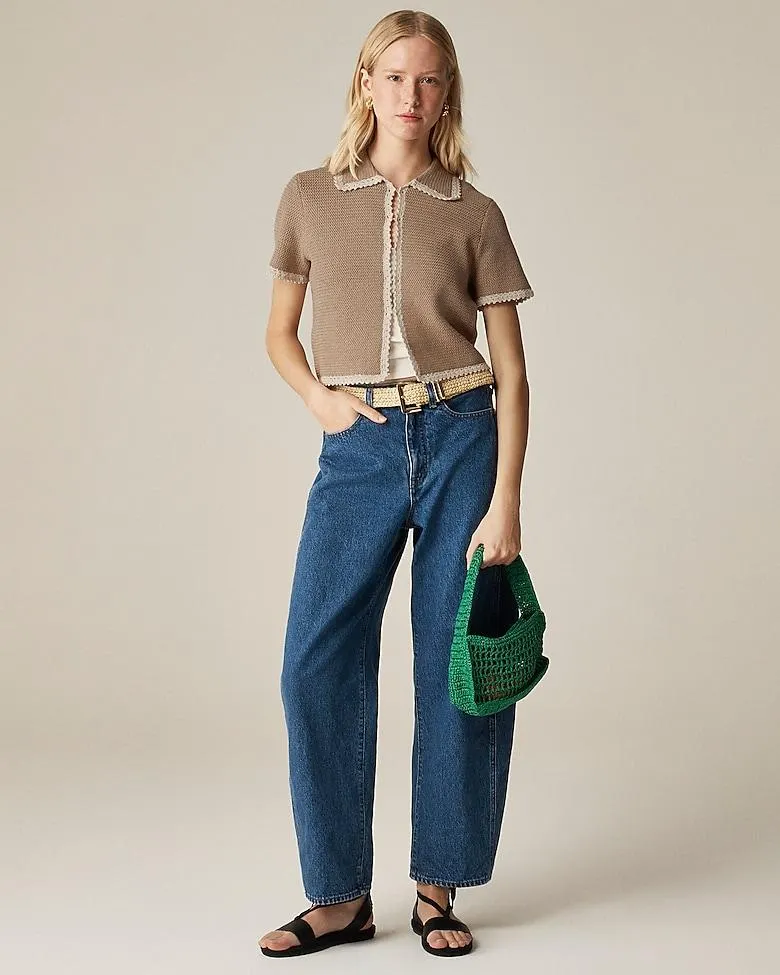 Crochet short-sleeve cardigan