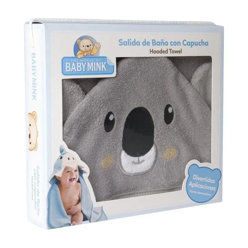 Salida de baño con capucha y bordado de animales (Koala)