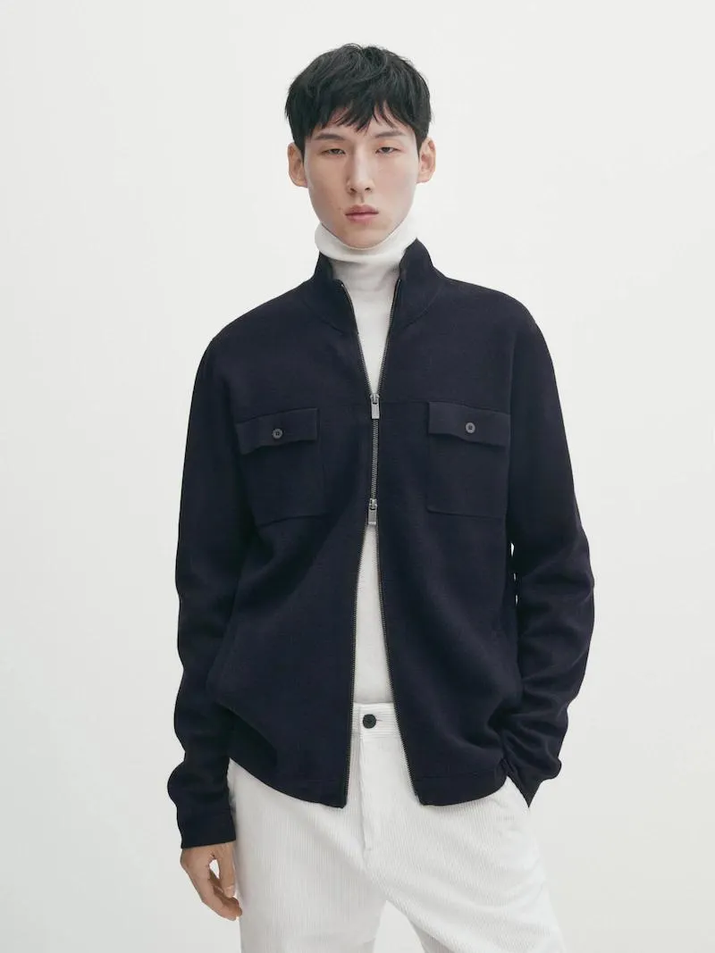 Cárdigan punto cremallera bolsillos