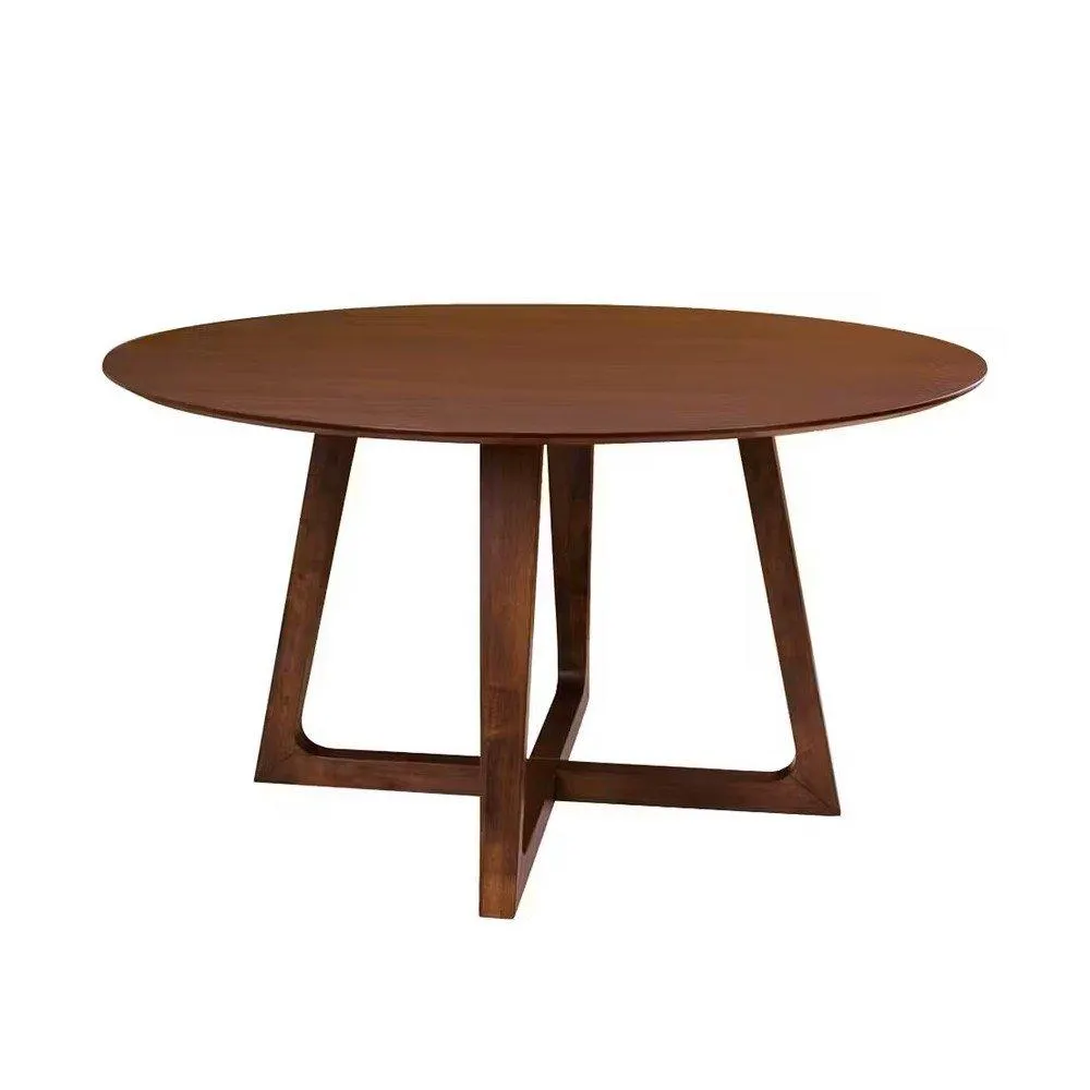 Amara - Mesa de comedor estilo moderno con cubierta fija de chapa de nogal