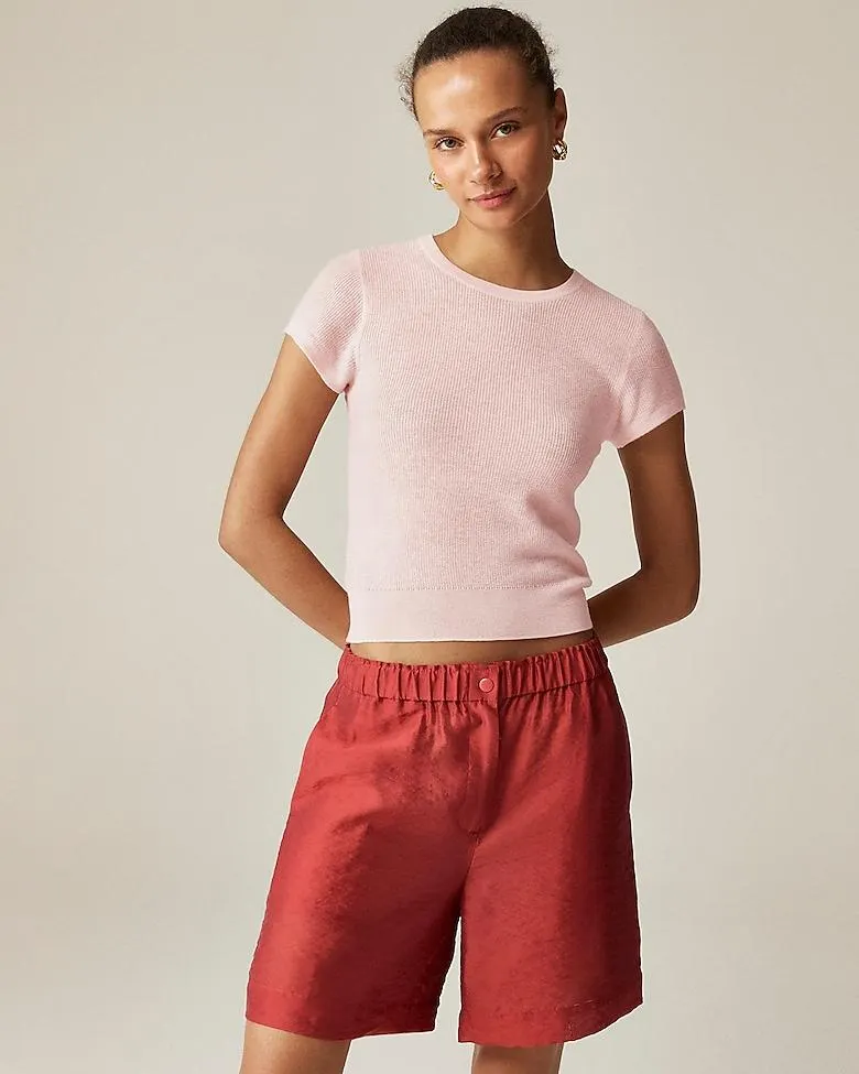 Ribbed featherweight cashmere T-shirt
