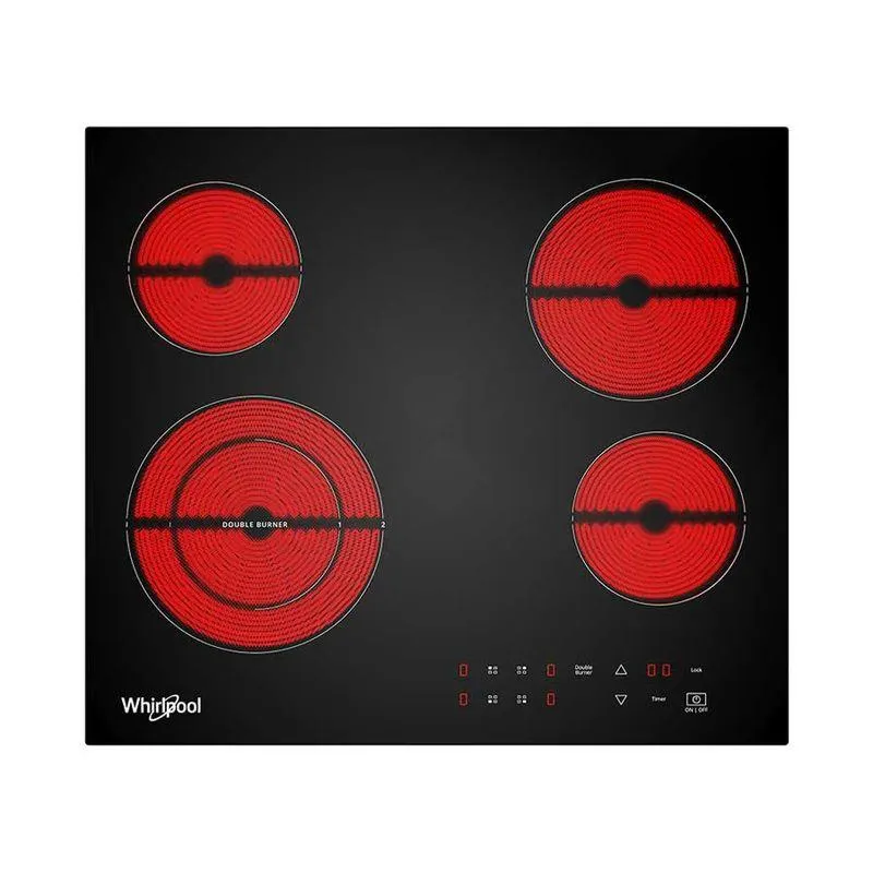 Parrilla Whirlpool Eléctrica de 24 IN 4 quemadores Vitroceramica Negro