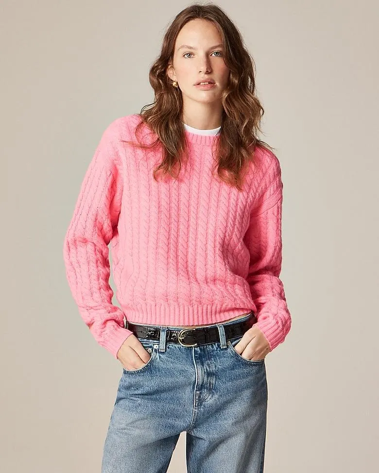 Perfect cashmere cable-knit crewneck sweater