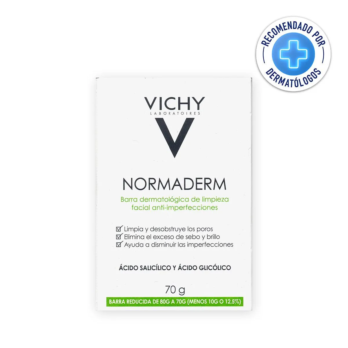 Vichy Normaderm Barra limpiadora facial, 70g.