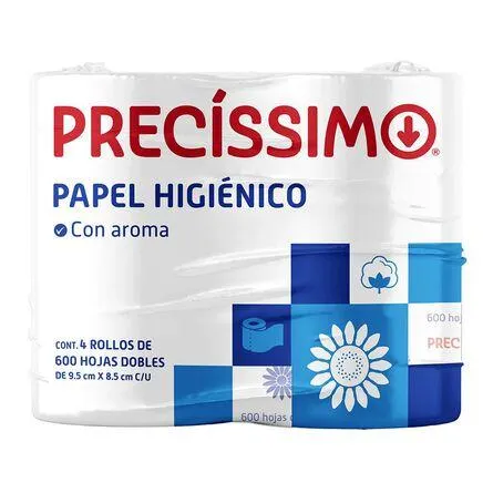 Papel Higiénico Precíssimo 4 Rollos 600 Hojas