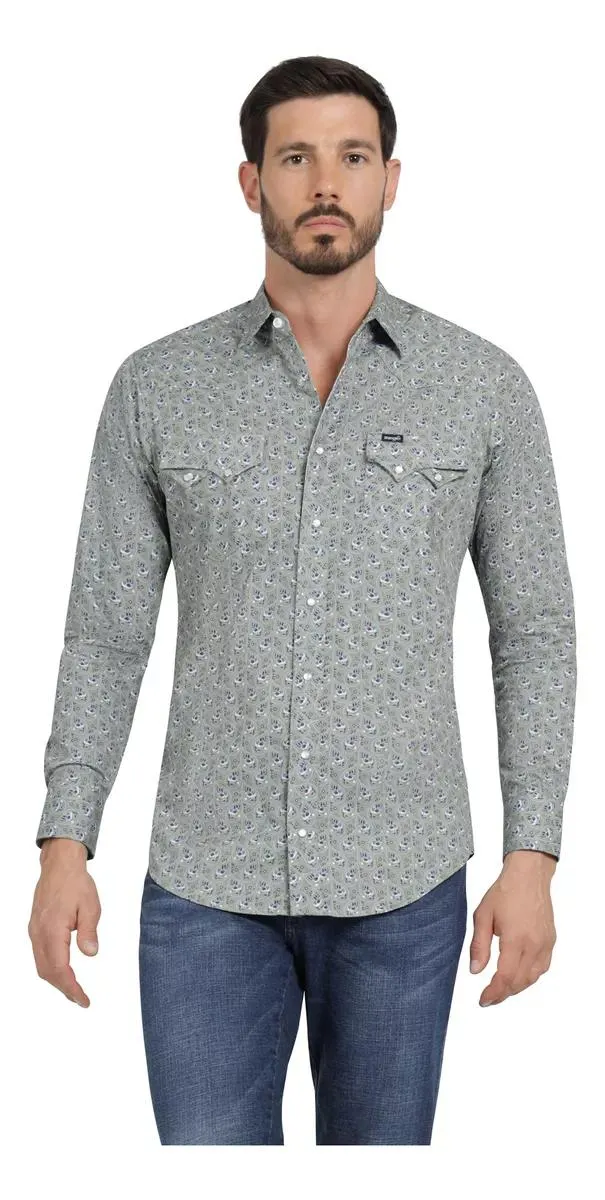Camisa Vaquera Hombre Wrangler Slim Fit Manga Larga 373