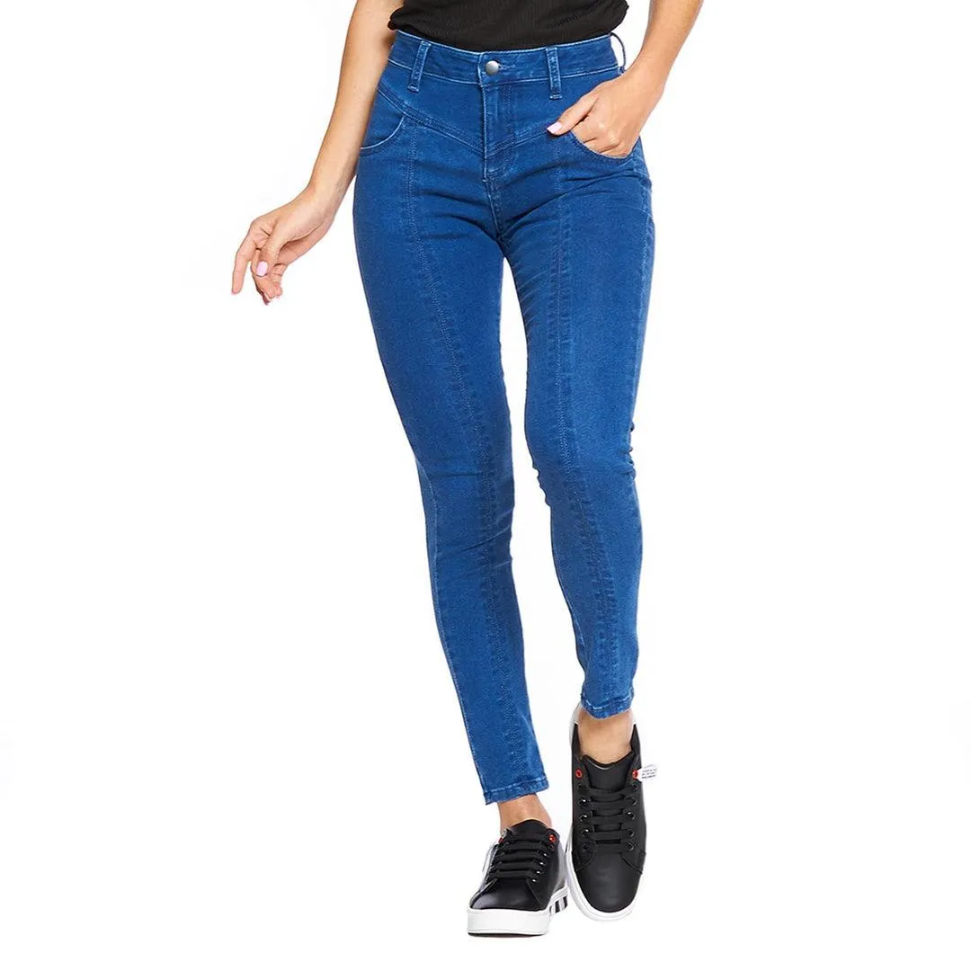 Jeans Mujer Moda Casual Corte Skinny Mezclilla Stretch Azul
