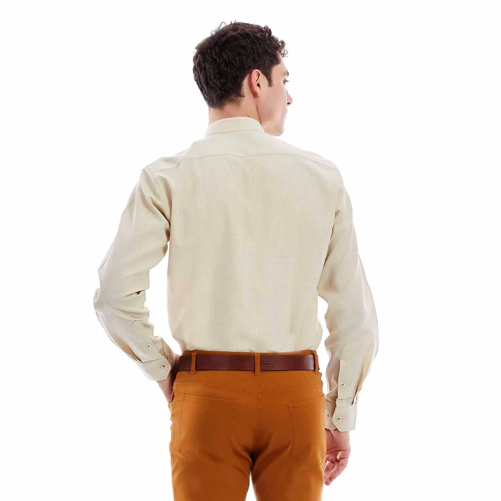 Camisa para hombre | Beige | Slim Fit | Cuello mao