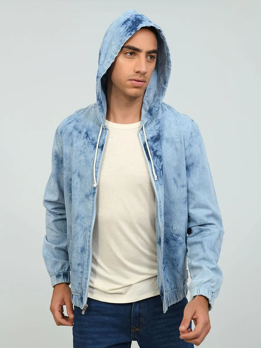 Chamarra con Capucha Acid Wash