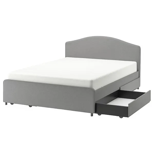 Cama tapizada con 4 cajones, Vissle gris,