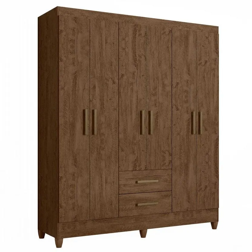 Closet Lima Nogal 6 puertas 2 cajones