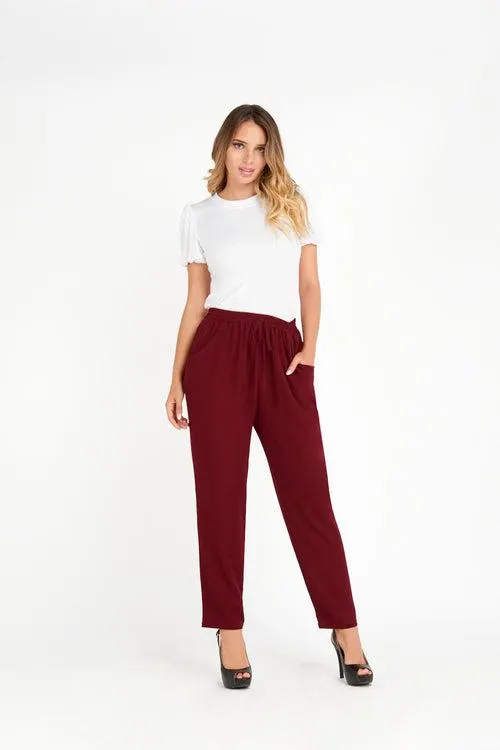029813 Pantalǟ¶ün Recto Color Vino Con Ajuste En Cintura