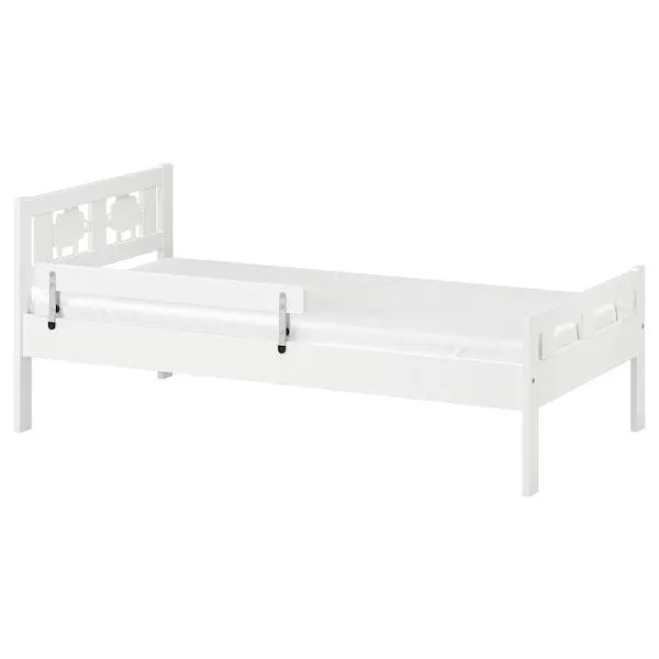 Base de cama con somier tablillas, blanco,