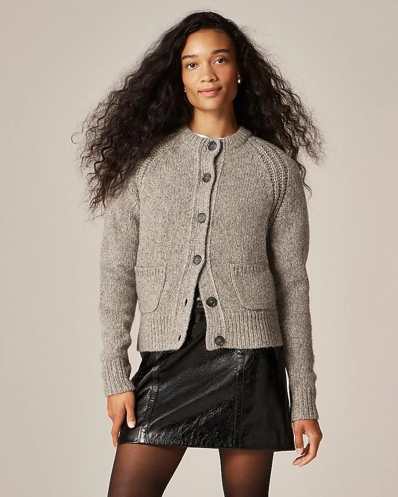 Raglan cardigan in heathered yarn