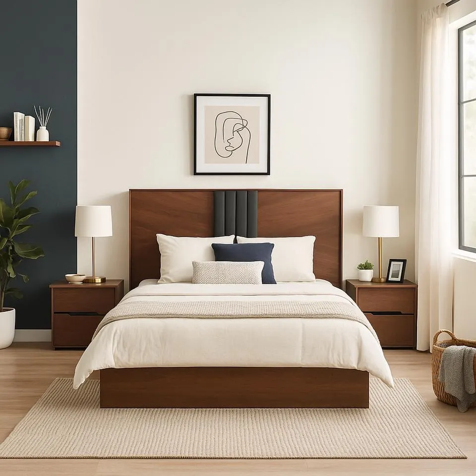 Cabecera con 2 burós Ebba - Nogal