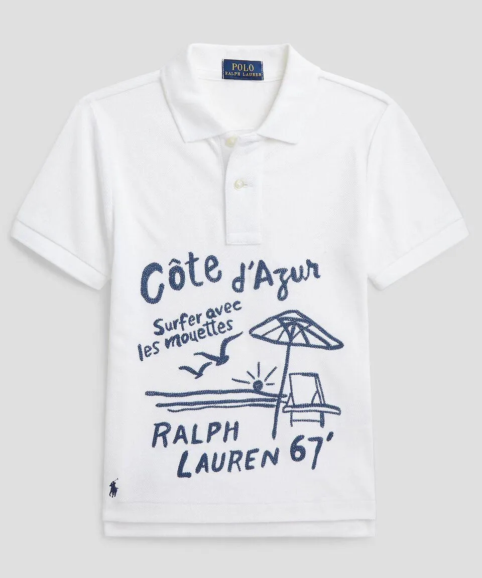 Playera tipo Polo estampada de manga corta Niño