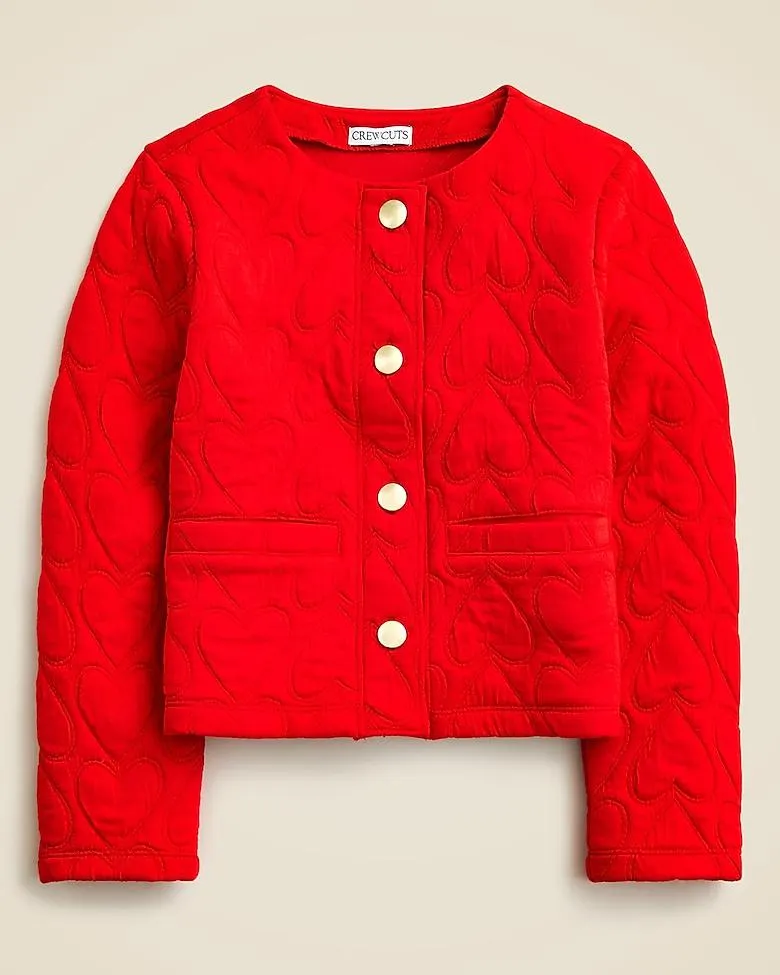 Girls' heart-quilted jacket