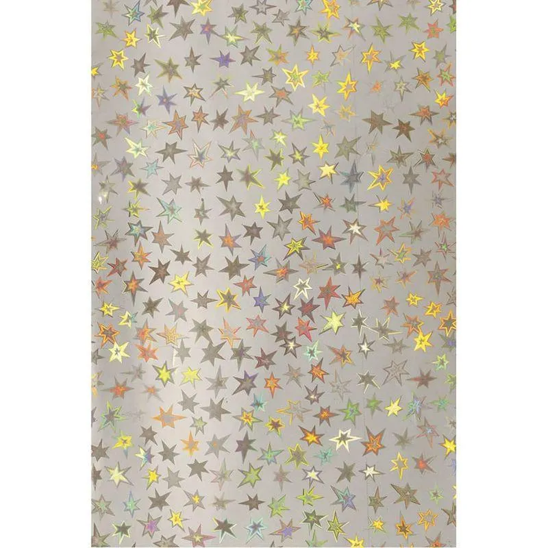 Papel Metálico Holográfico Estrellas de 50 x 70 cm Plata con 10