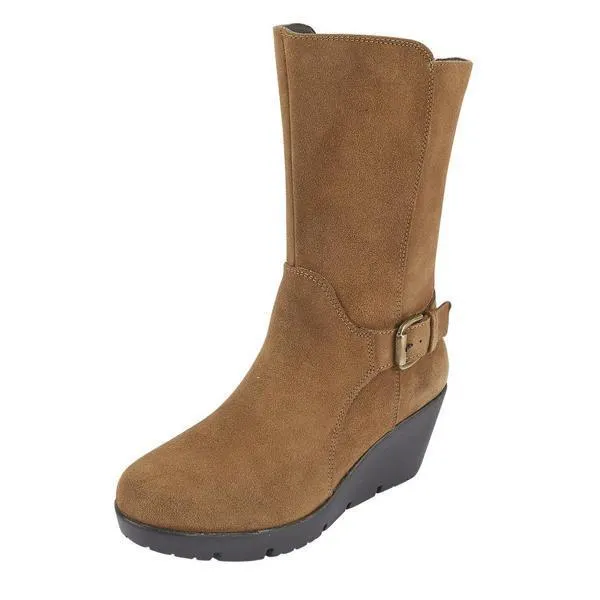 023374 Bota De Piel Altura Media De Gamuza Confort