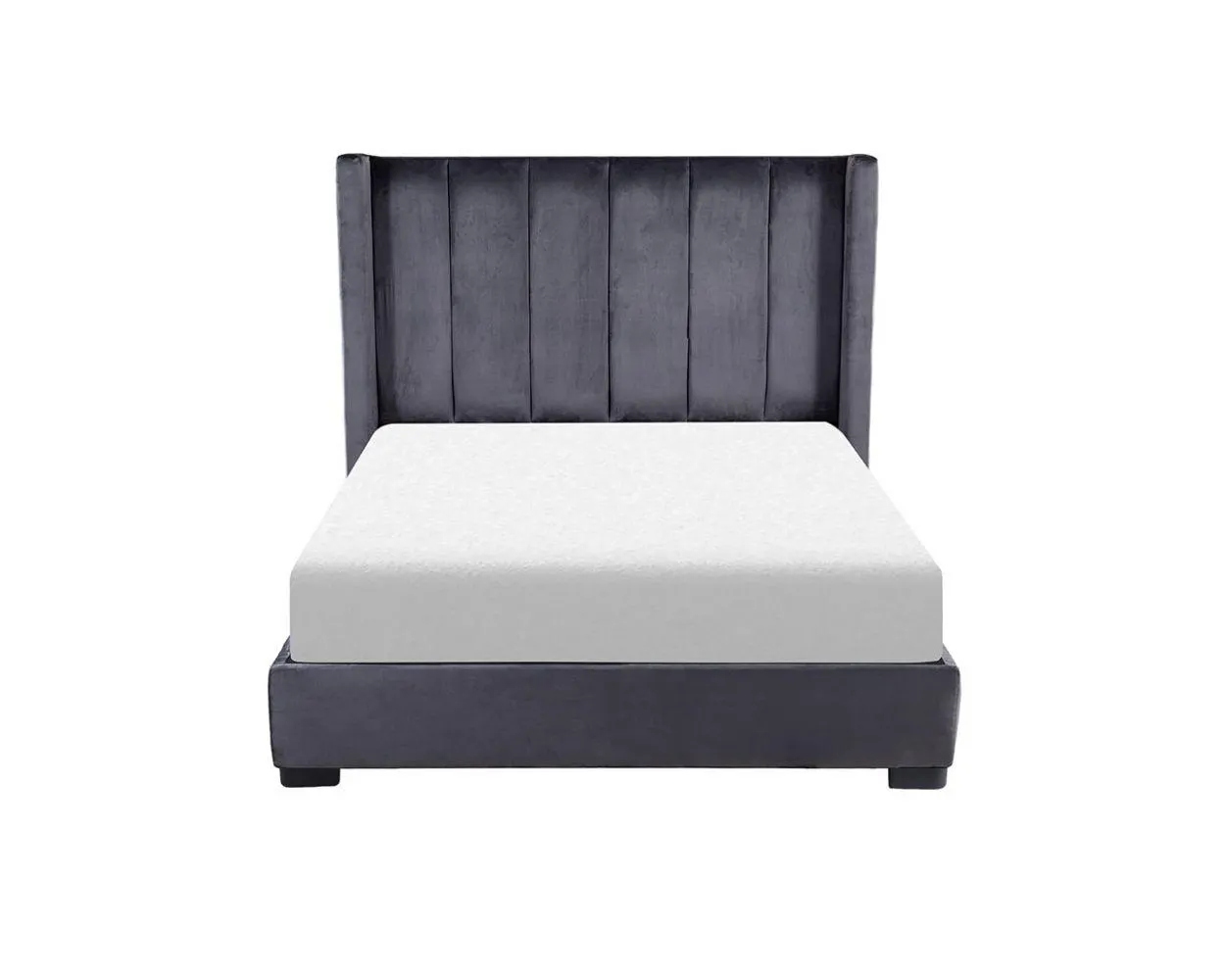 Cama Queen Size de Terciopelo Lenne Gris