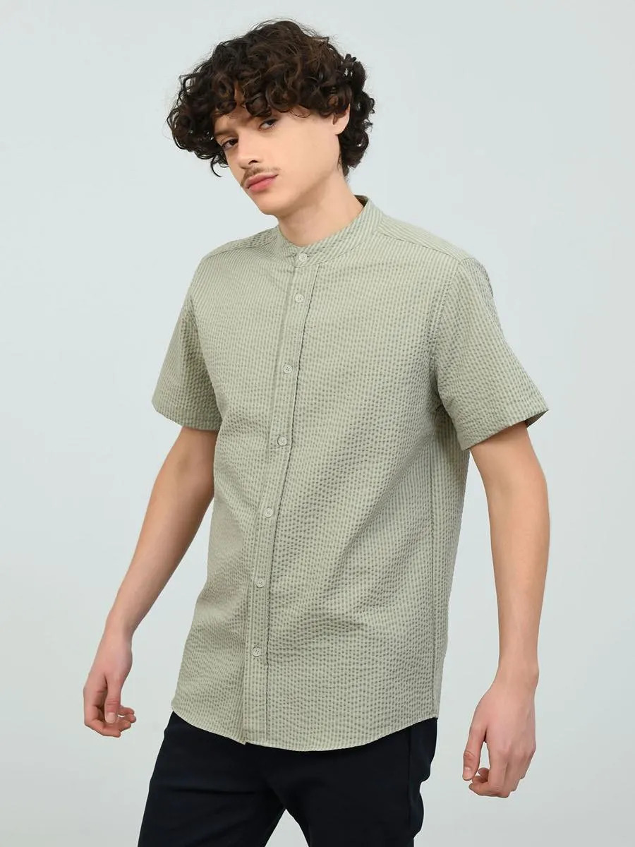Camisa Manga Corta y Cuello Mao
