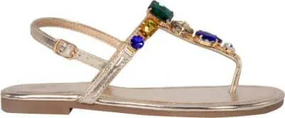 sandalia plana con piedras