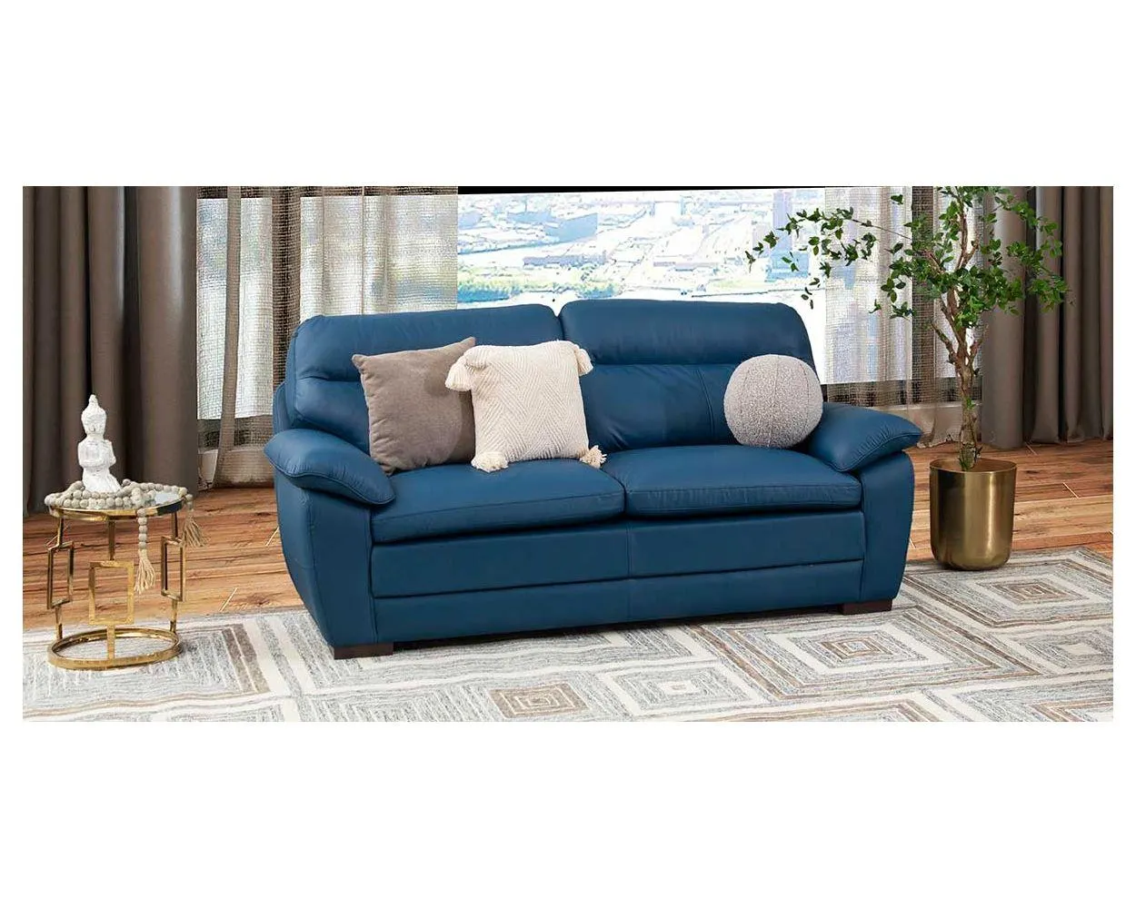 Sofá 3 Plazas Piel Match Angels Azul (Boal)