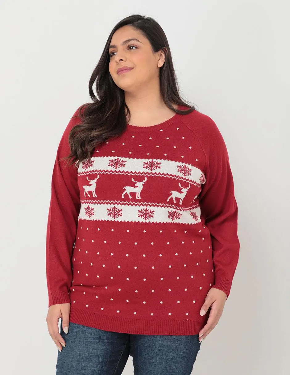 Suéter navideño Weekend Plus cuello redondo para mujer