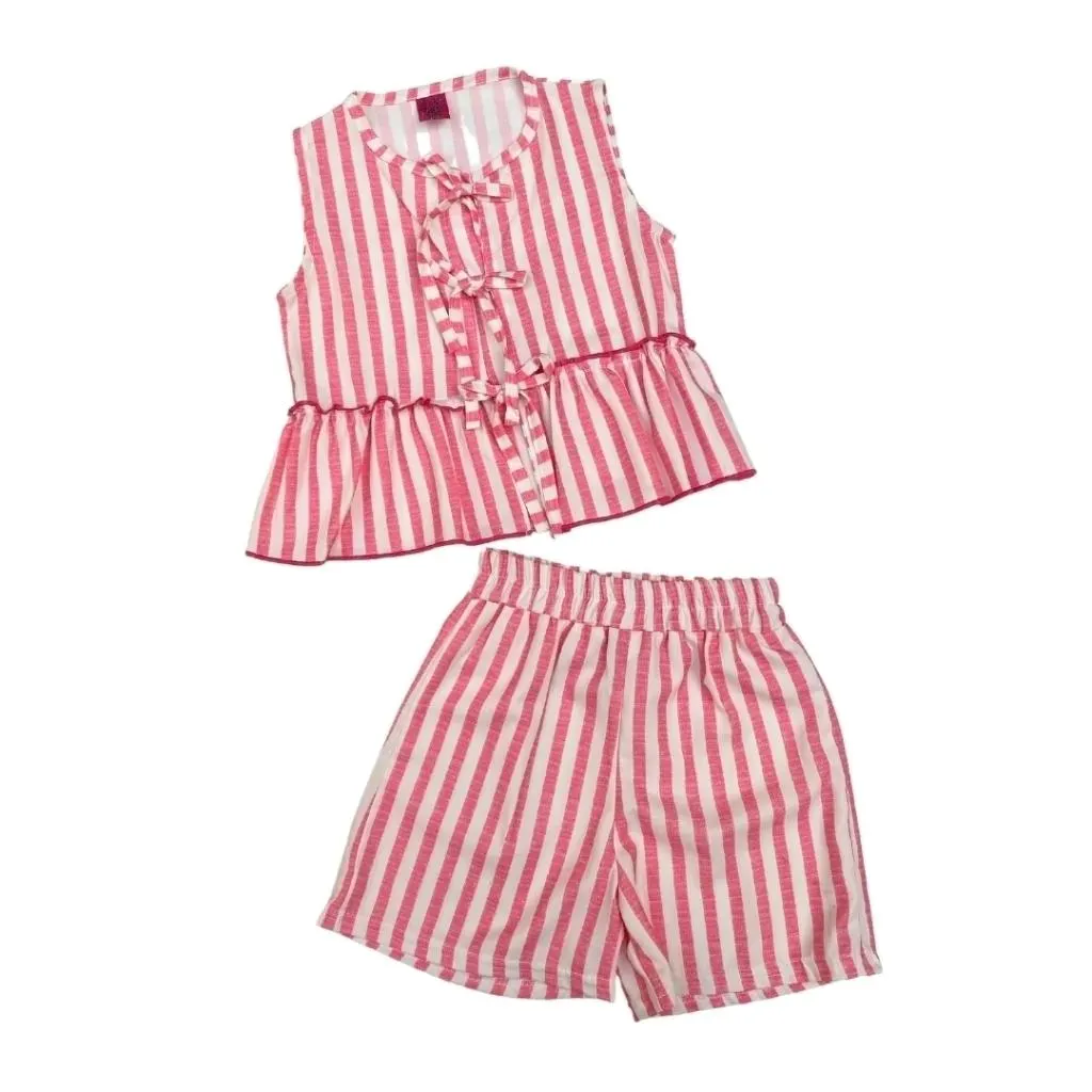 Conjunto rayado color rosa