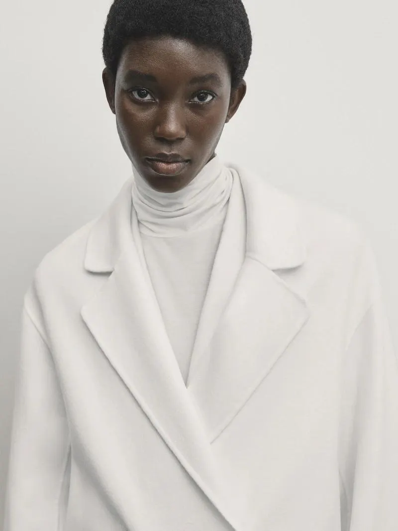 Abrigo largo cruzado mezcla lana