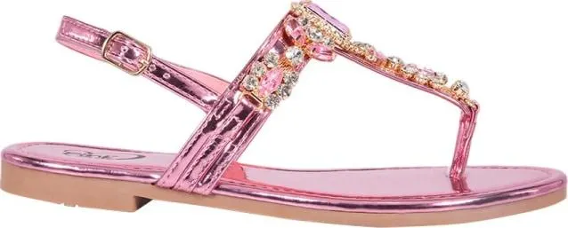 sandalia plana con piedras