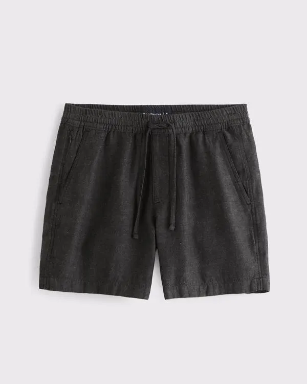 Relaxed Tailored Linen-Blend Pull-On Short