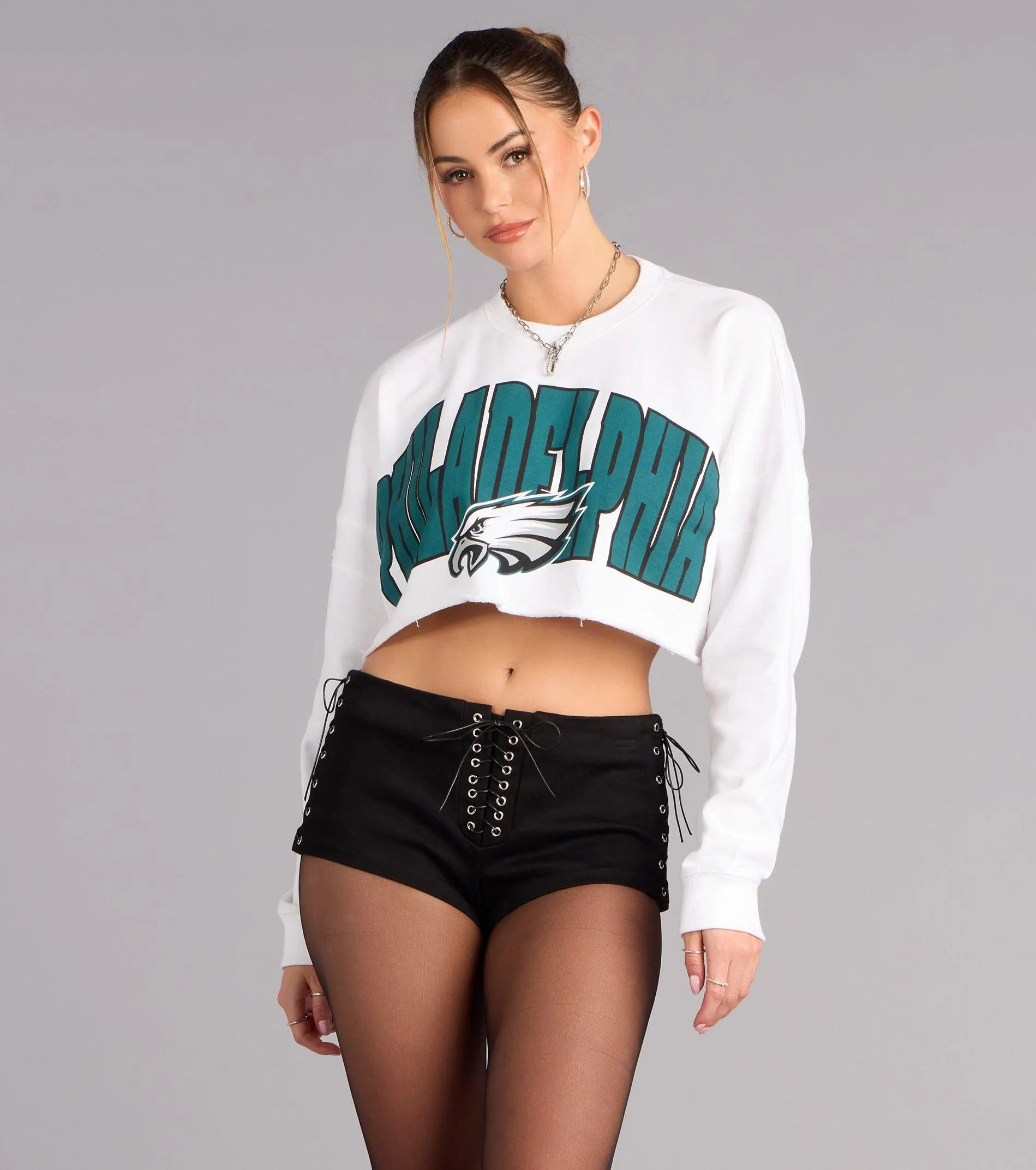 Ultra Game NFL Philadelphia Eagles Crop Sweatshirt