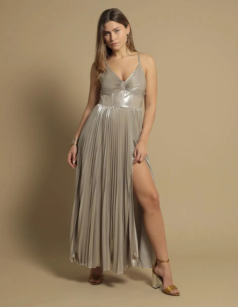 Vestido largo de fiesta escote bajo