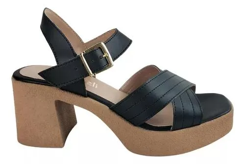 Sandalias De Plataforma Mujer Abigail Negras Confort Fareli