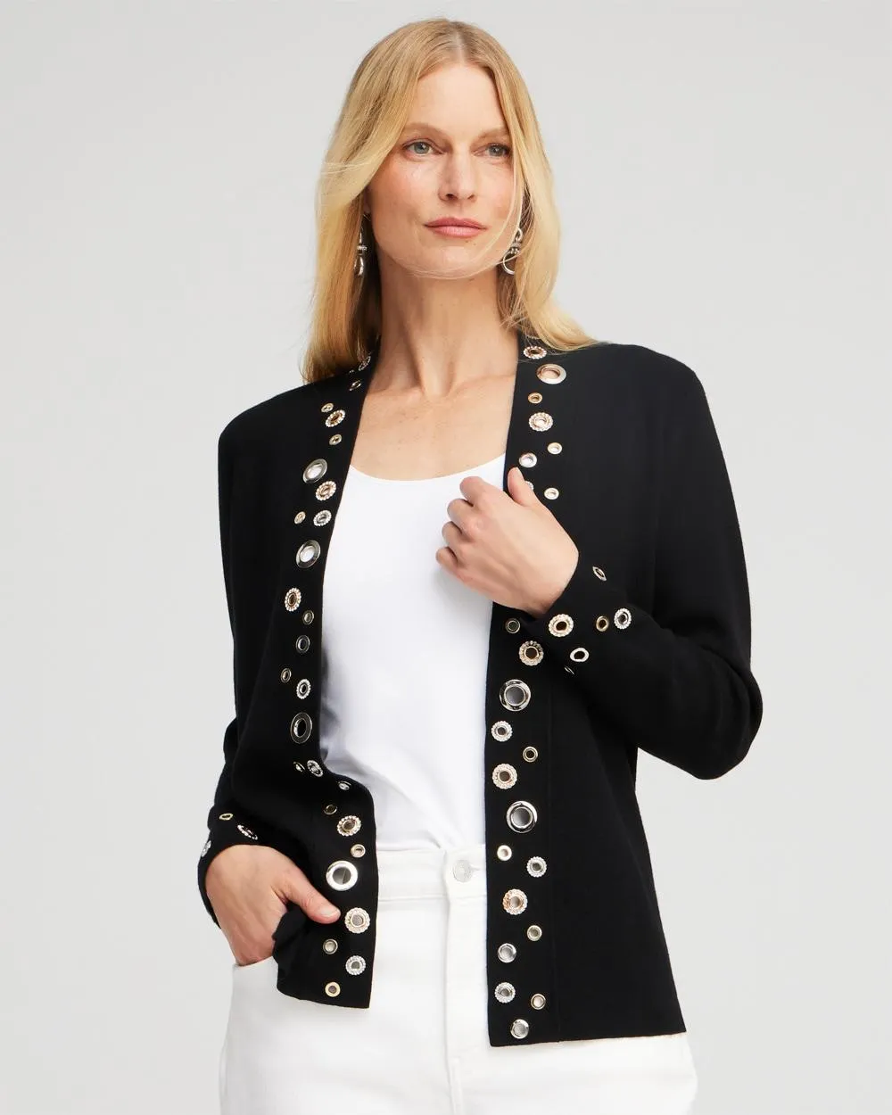 Mixed Metal Grommet Cardigan