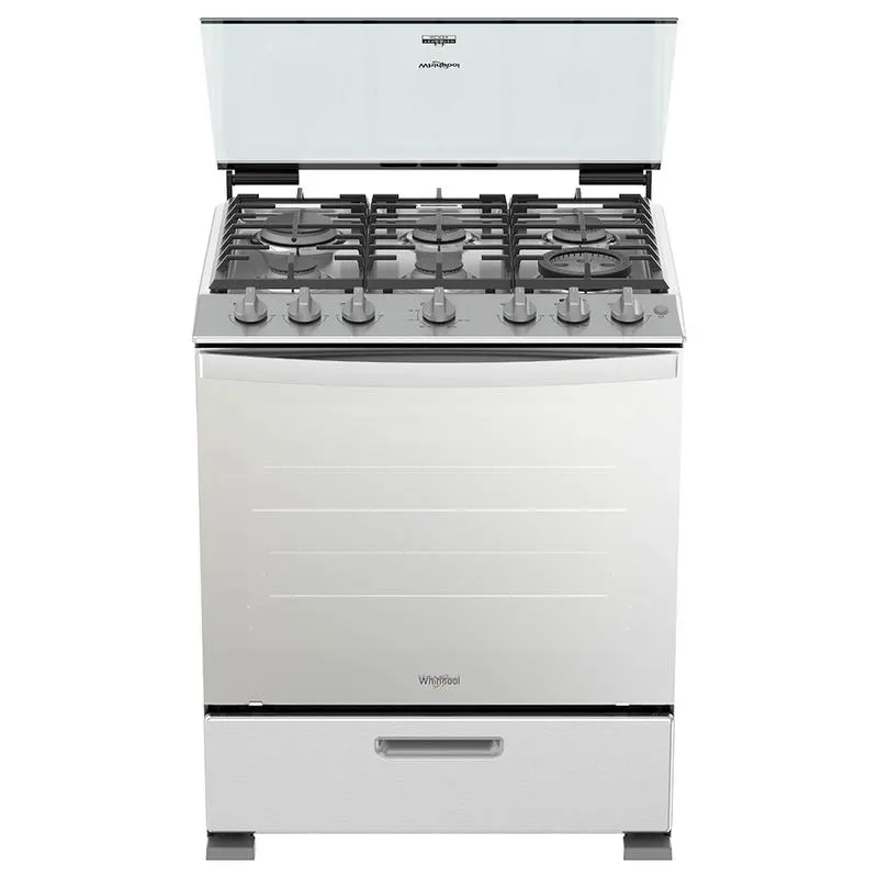 Estufa de Gas Xpert Flamma Al Piso 30" con 6 quemadores Gris Whirlpool
