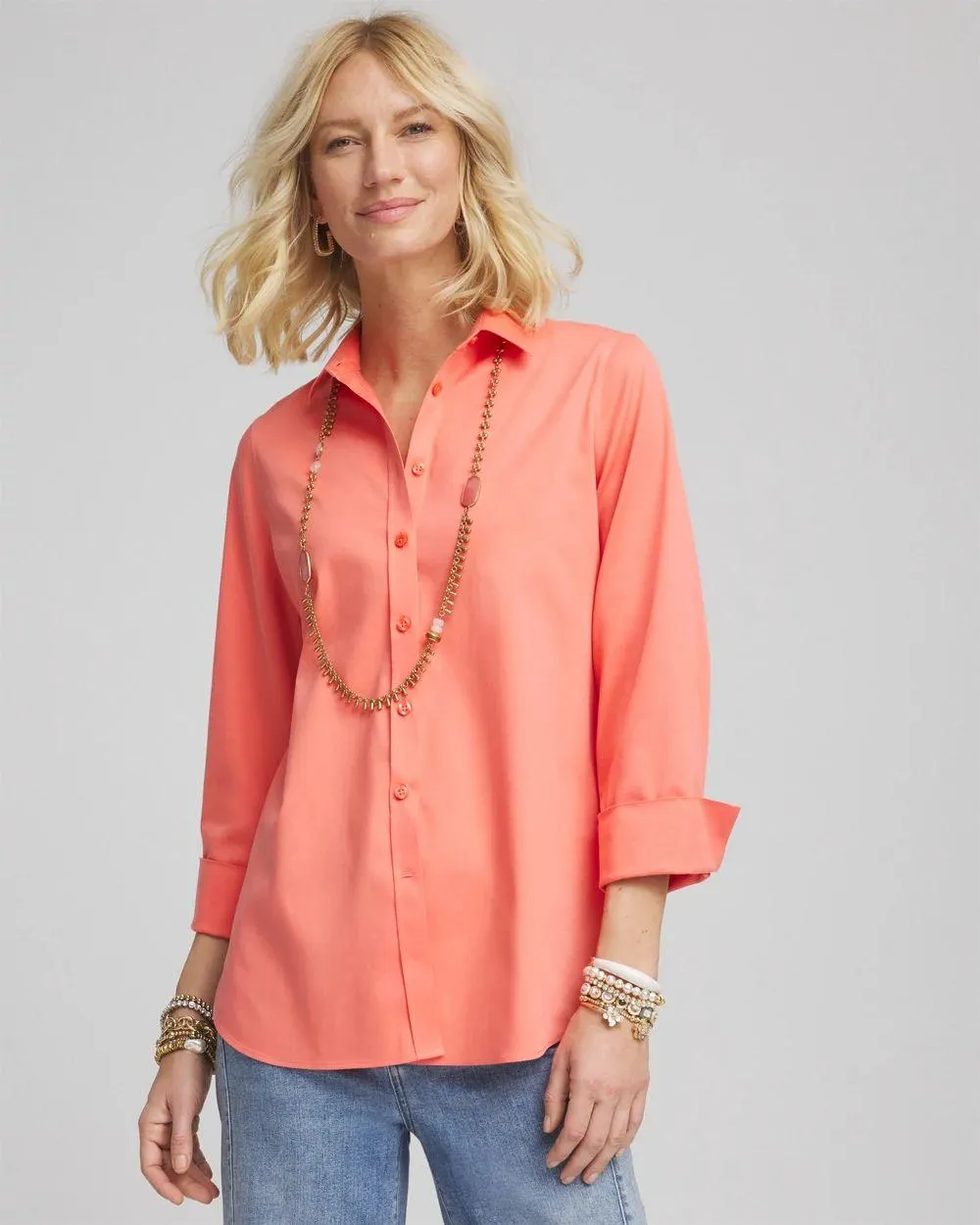 No Iron ™ 3/4 Sleeve Stretch Shirt