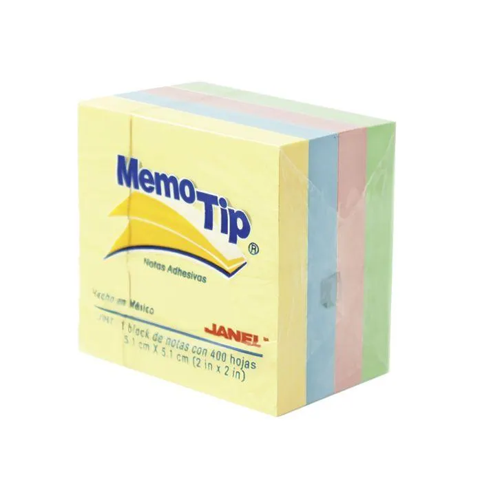 Mini Cubo MemoTip Janel Pastel 5.1 x 5.1 cm C/400 h.