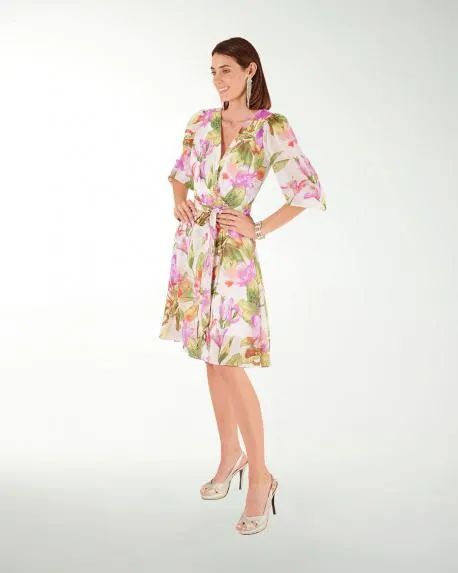 VESTIDO CASUAL ESTAMPADA MANGA 3/4