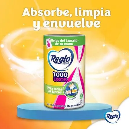Toalla de Cocina Regio 1000 usos 1 Rollo con 140 Hojas Dobles