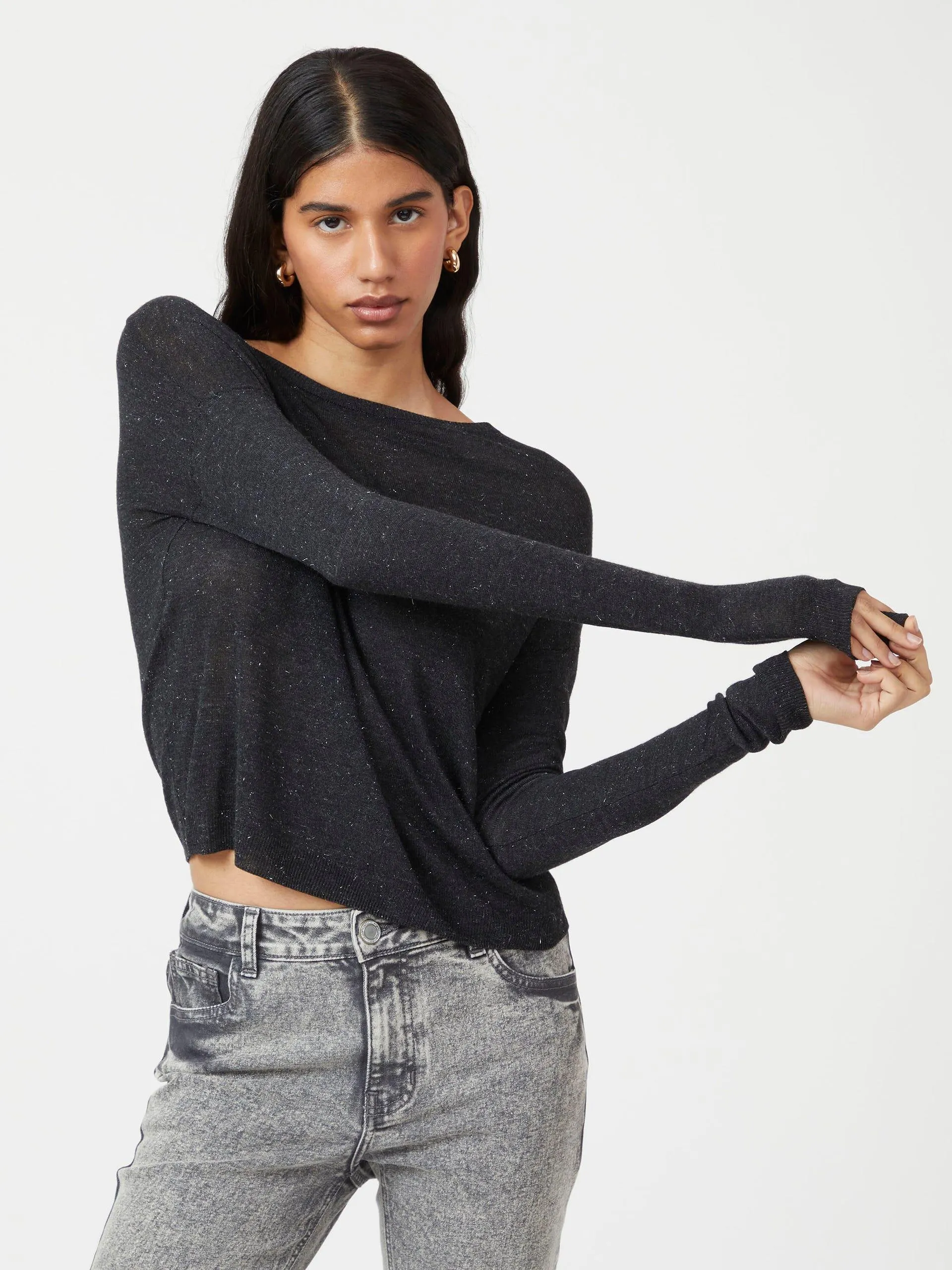 Suéter Manga Larga con Escarcha Negro