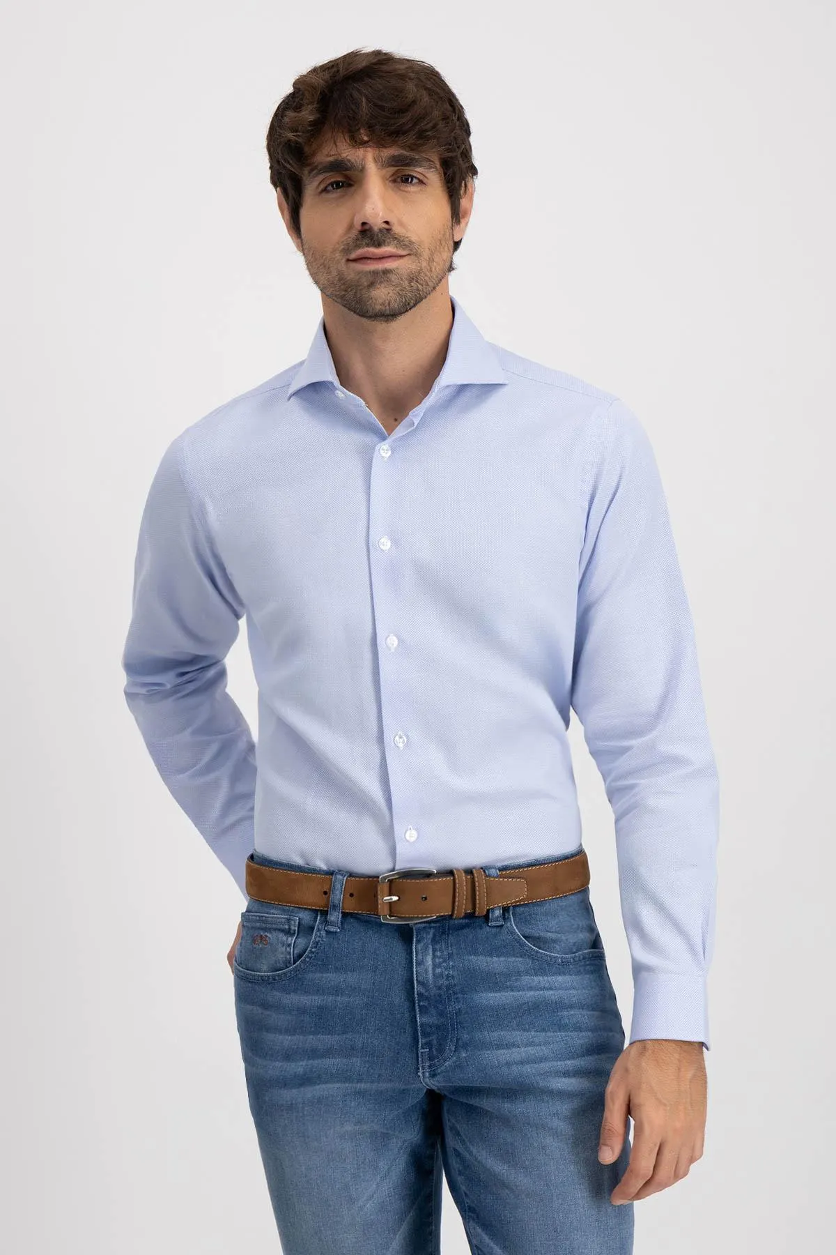 Camisa Vestir Roberts Red Color Azul Claro Slim Fit