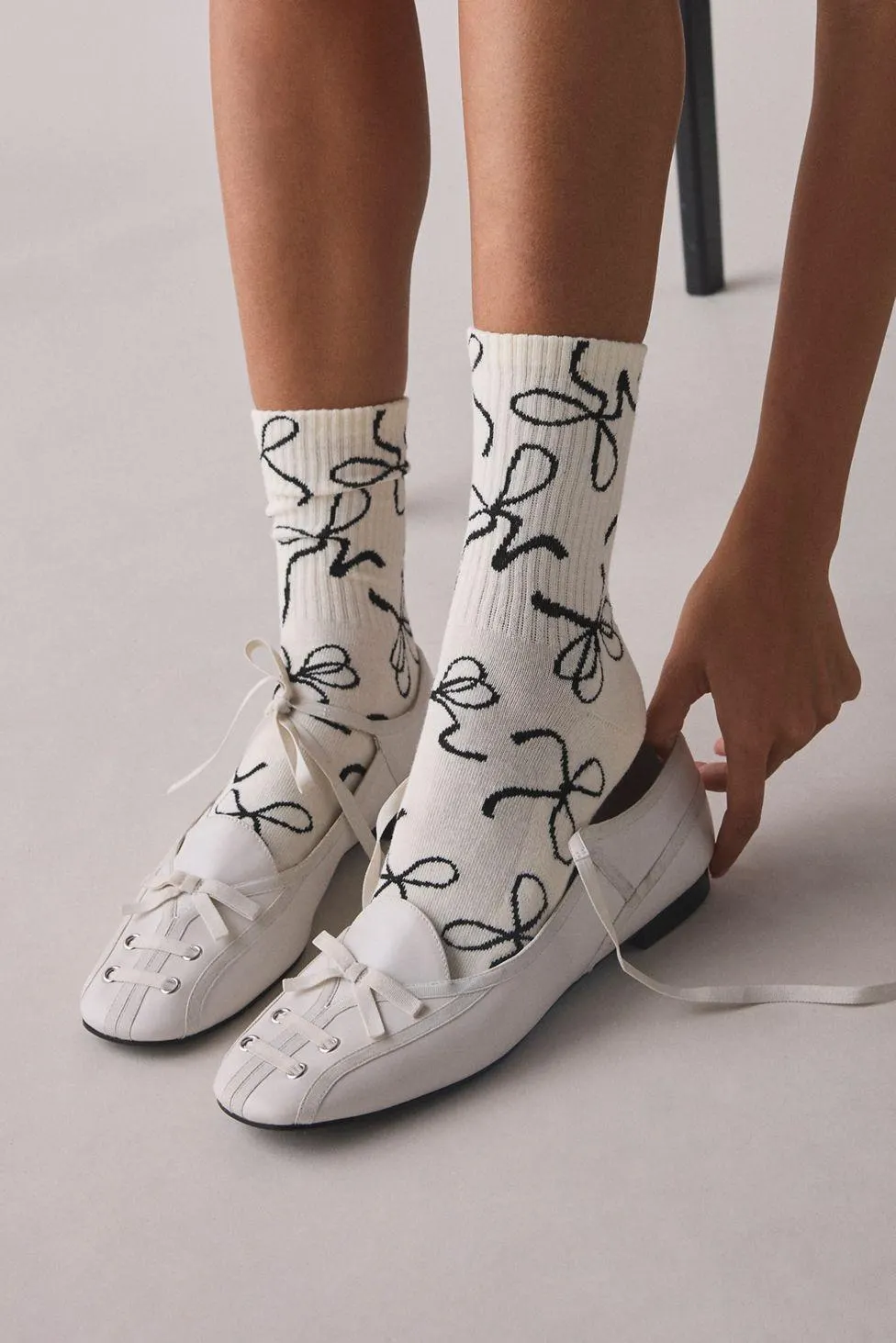 Bow Print Crew Sock