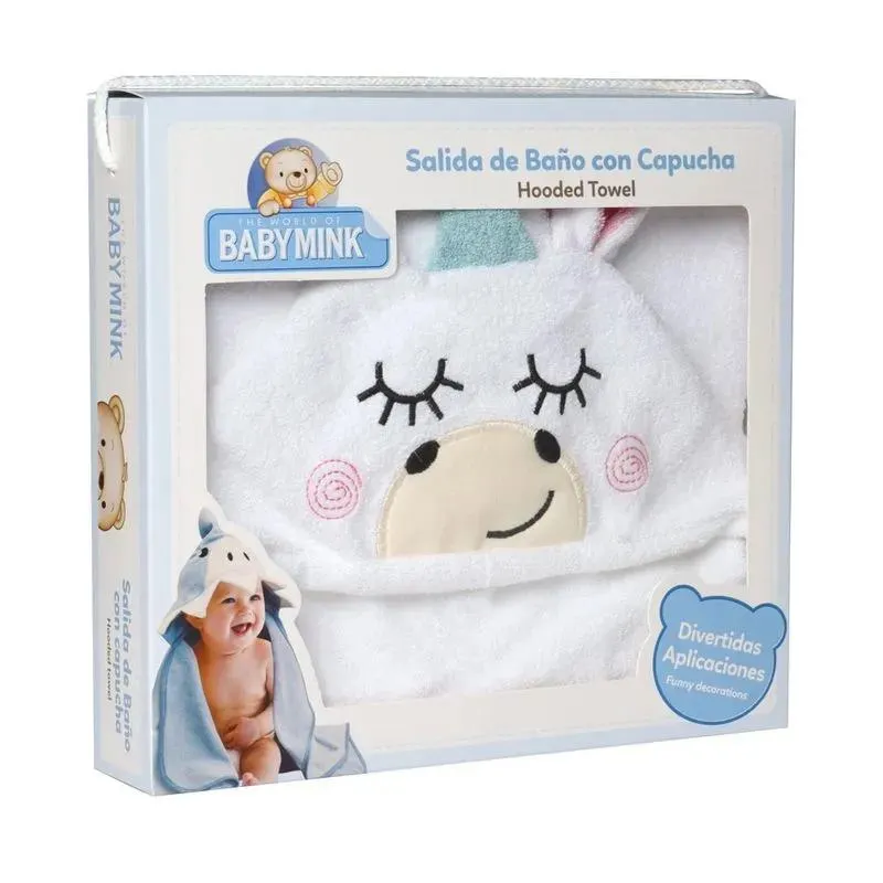 Salida de baño con capucha y bordado de animales (Unicornio)
