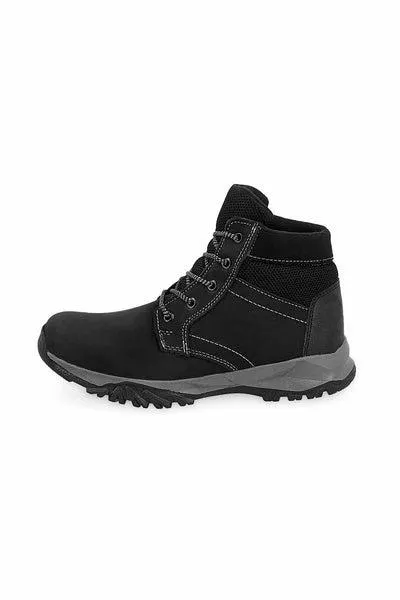 030545 Bota Negra Tipo Hiking Corte De Piel