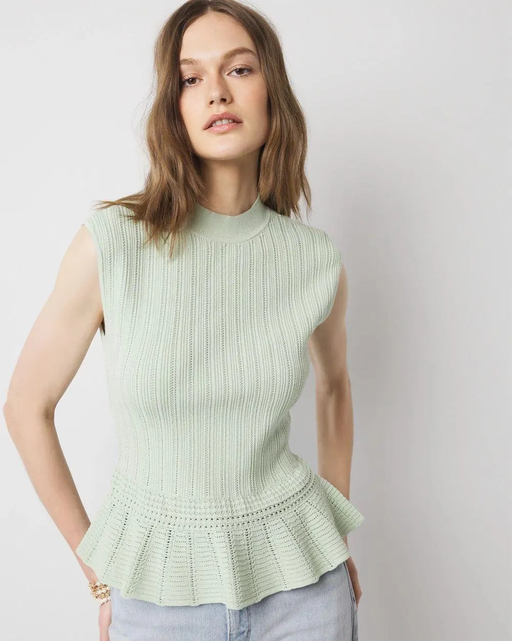 Mock Neck Peplum Sweater