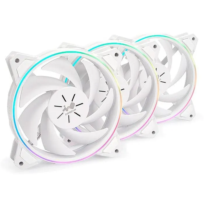 Kit 3 Ventiladores Gamer IN WIN SIRIUS PURE ASP120 120mm RGB Blanco ASP120FAN-3PK